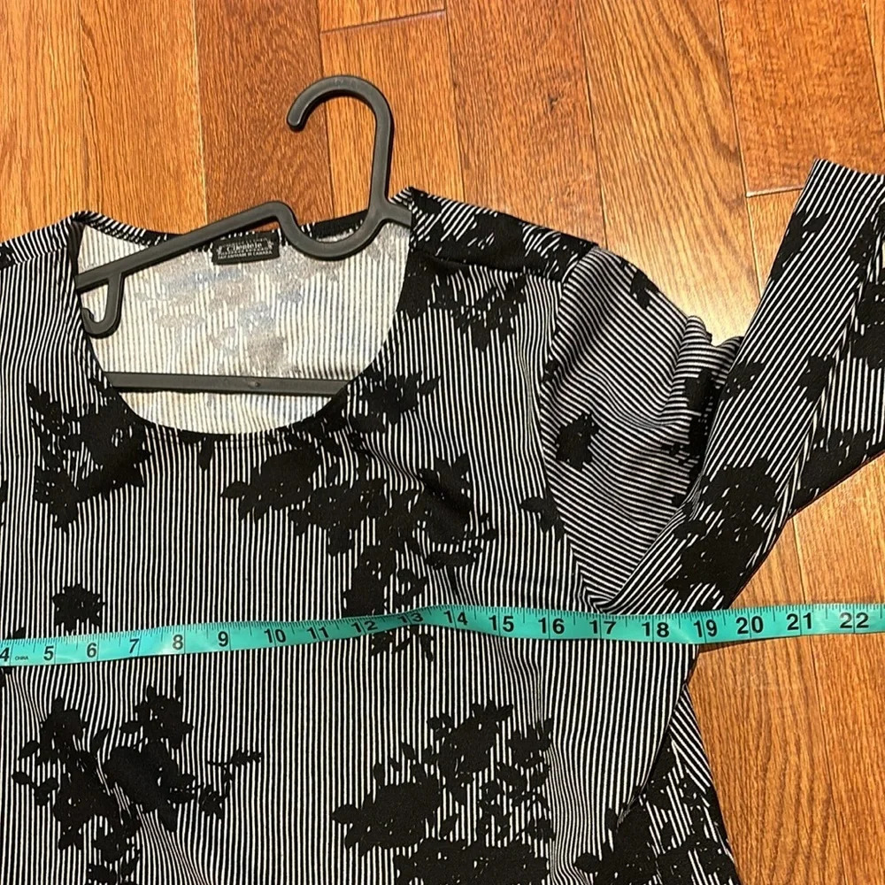 Vintage style black grey floral pattern 3/4 sleeves Blouse Sz L - Picture 8 of 13